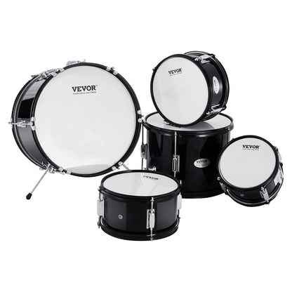 Kinderdrumset – Drumstel Kinderen – Drumset Kinderen – Kinder Drumstel – Junior Drumset – 5-Delig Zwart – Populierenhouten Klankkast – Verstelbare Drumkruk Met 4 Standen