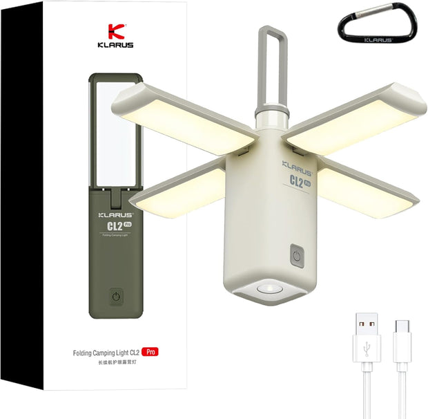 KLARUS CL2 Pro campinglamp 14000mAh supergrote capaciteit, vrij opvouwbare oplaadbare LED-campinglantaarn, 750 lumen, 8 lichtmodi Ideaal voor cadeau, kamperen, noodpakketten en reizen