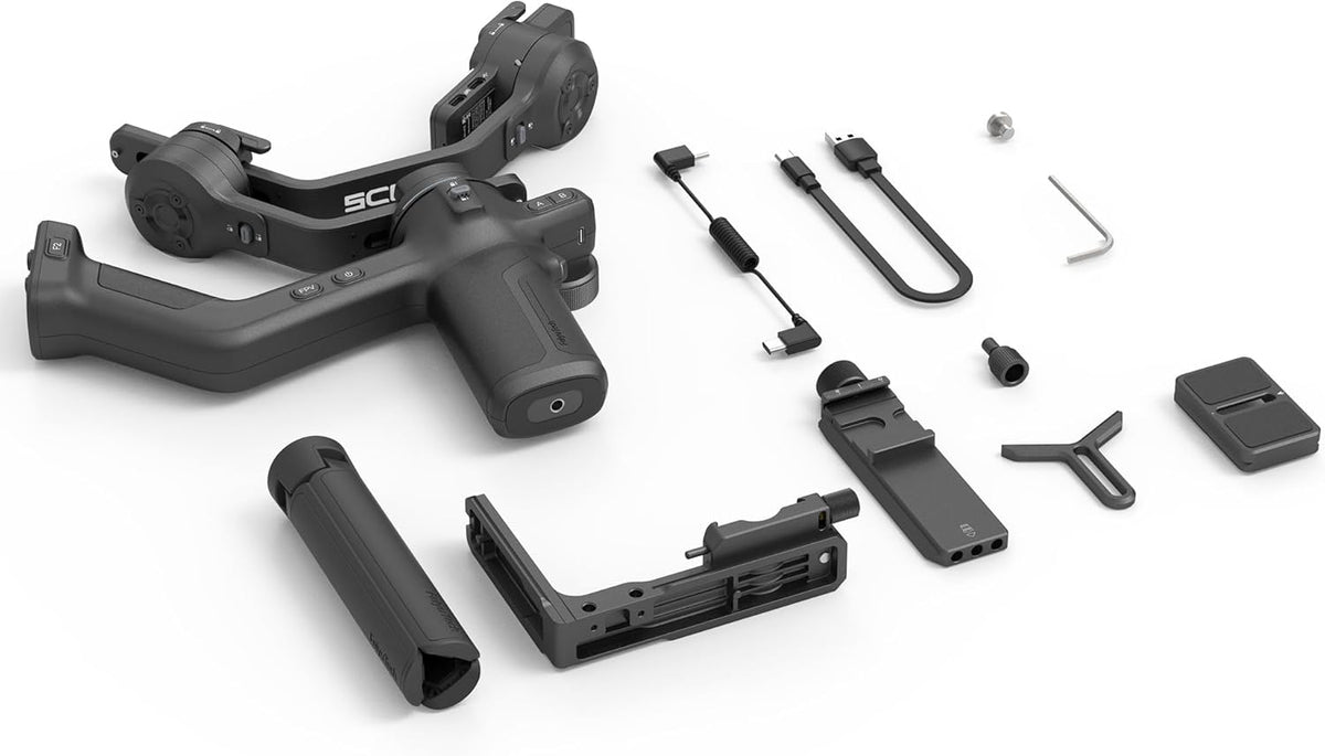 FeiyuTech [Officieel] SCORP-C 2 3-assige camera gimbal – AI Tracking 4.0, bedieningspaneel met knoppen, 3,5 kg draagvermogen, native verticale opname, Bluetooth-bediening, gimbal voor beginners