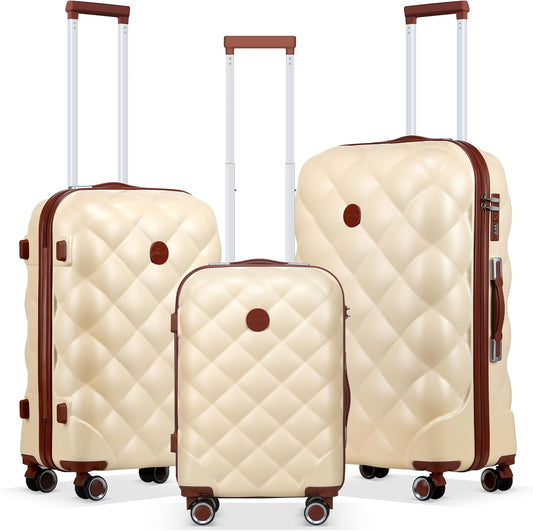 HOMELUX Kofferset 3-delig hardshell reiskoffer ABS lichte trolley rolkoffer hardshell koffer set - M-L-XL, beige, set, kofferset