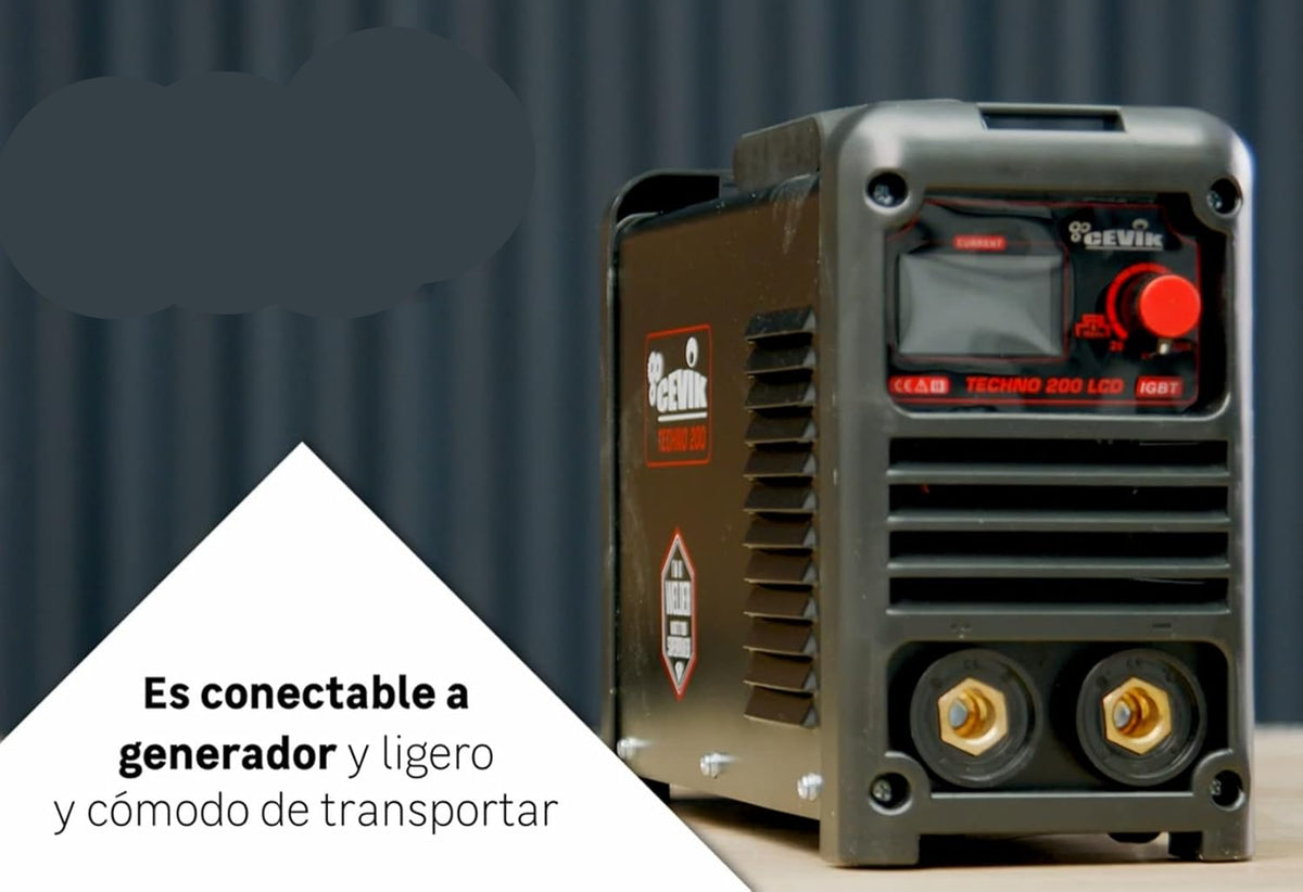 CEVIK PRO CE-TECHNO200LCD - Inverter lasapparaat MMA/TIG - 20-200 Amp - Elektroden tot 4 mm - Geavanceerde besturingstechnologie - Veelzijdigheid van materialen - Compact en draagbaar - Inclusief