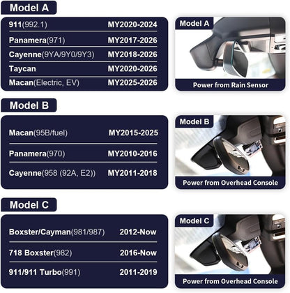 FITCAMX Dash Cam compatibel met Porsche 911 (992) Cayenne (9YA 9Y0 9Y3) Panamera (971) Taycan, 4K WiFi-video UHD, OEM-accessoires, parkeermonitor, Wireless Plug & Play, 64GB-kaart