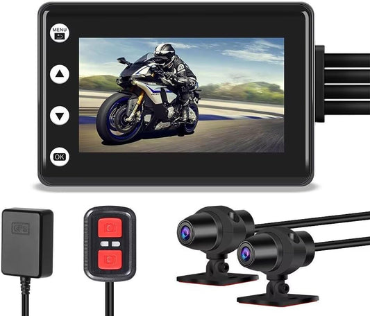 Motorcamera – Dashcam – Motordashcam – Motorfiets Camera – Dubbele Lens Camera – FHD 1080P Voor En Achter – 170° Groothoek