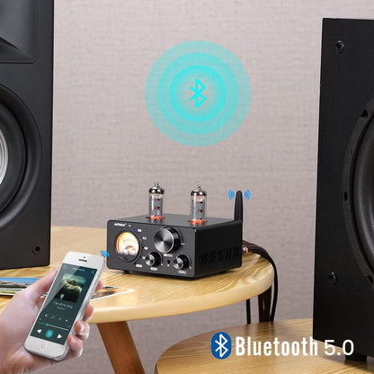 AIYIMA TUBE T9 Bluetooth 5.0 6K4 Vacuümbuisversterker USB DAC 100W Stereo-ontvanger Amp Coax/Opt HIFI Home Audio Digitale versterkers met VU-meter