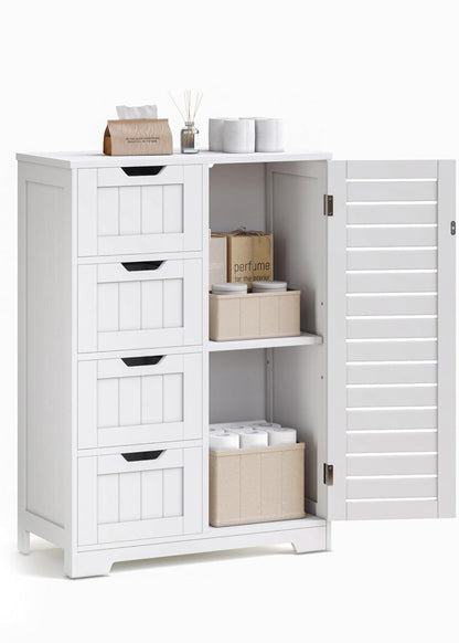 Mondeer Vloerkast voor badkamer, woonkamer, keuken, hal, 56 x 30 x 83 cm, wit
