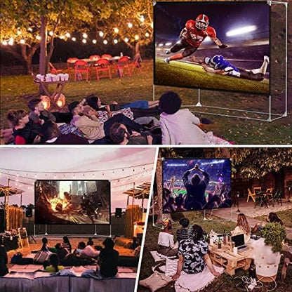 Projectiescherm en standaard 150 inch 16:9 HD 4K groot draagbaar projectiescherm met draagtas voor thuisbioscoop achtertuin bioscoop reizen opvouwbaar kreukvrij winddicht