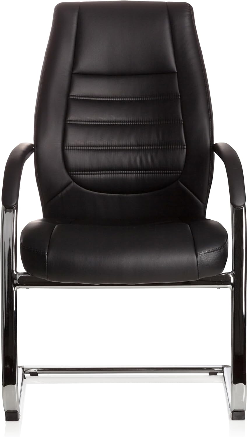 hjh OFFICE 600986 Conferentiestoel Vitoro V kunstleer zwart comfortabele cantilever bezoekersstoel, 107 x 58 x 59 cm