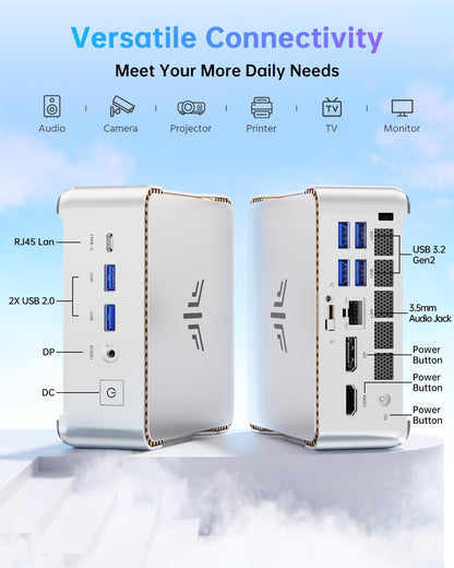 NiPoGi Pinova P2 Mini PC W-11 Pro, AΜD Ryzen 4300U (tot 3,70GHz), 16GB DDR4 256GB M.2 SSD, Mini-Desktop Computer voor School/Kantoor/Thuis, HDMI 2.0, DP, Type-C, 4K UHD Drievoudig Scherm, Dubbele WiFi