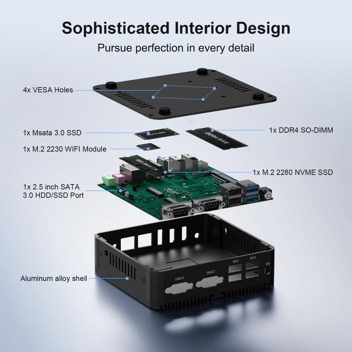 Fanless Mini PC WIN11 pro J6412, Linux Indsutrial PC 4K Mini Computer, 2x HD + 1x DP Triple Display, 2x RJ45 Lan, 2x RS232 COM, WiFi, BT 4.2, 12V Office Desktop PC, 8GB DDR4 256GB M.2 SSD - QUORE