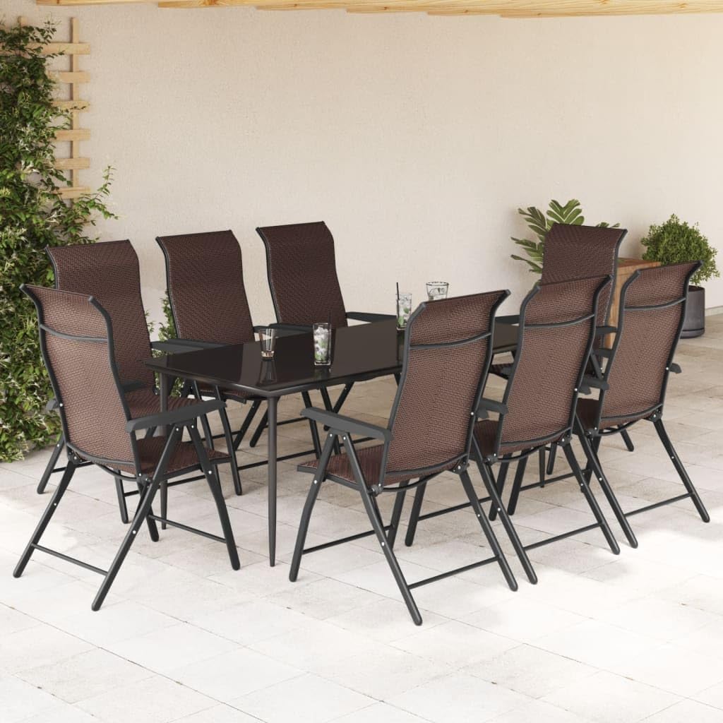 Folding Garden Chairs Set of 8 Brown Synthetic Rattan, Garden Chair, Outdoor Patio Chairs, Patio Chairs - 3270611 - QUORE