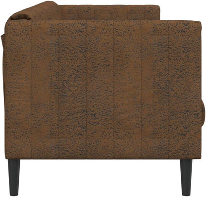 VidaXL Three Seater Sofa Fabric Brown - 3-Seat Sofa With Relax Function - QUORE