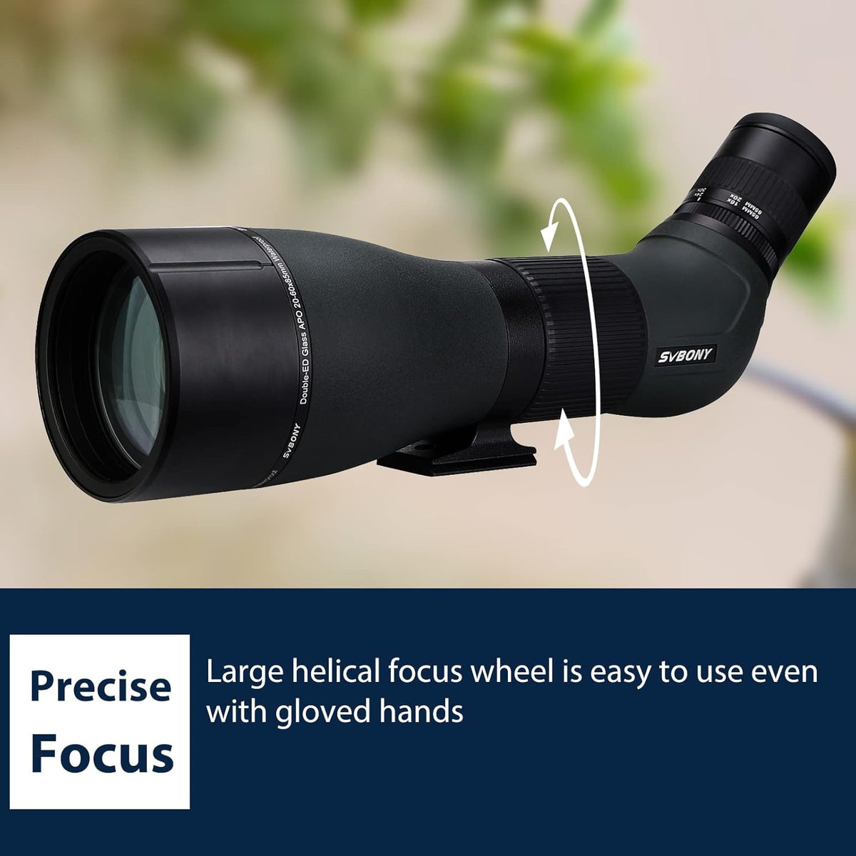 Svbony SA401 APO Spotting Scope 20-60x85, Double ED Glass Spotting Scopes Precise Focus, Waterdichte Mistbestendige Hoekige Telescoop Monoculair