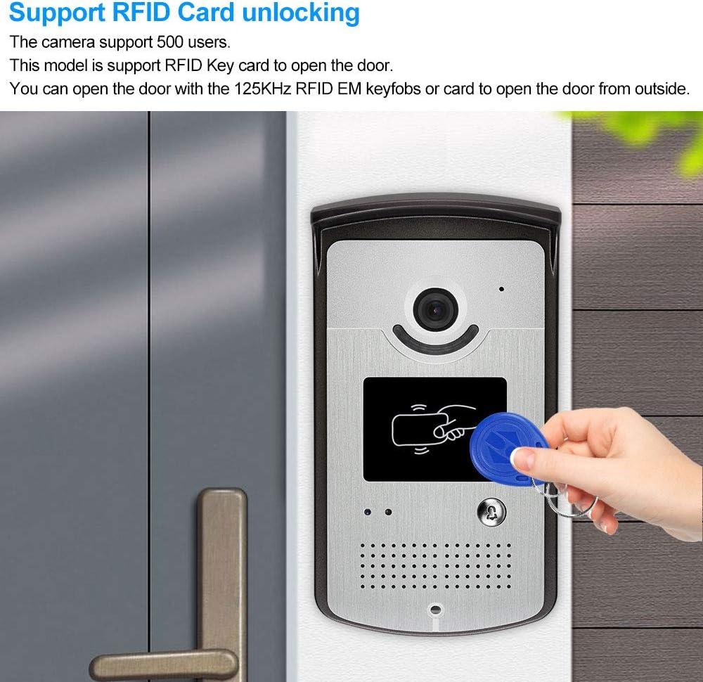 2 Monitor Home Intercom Video Deurtelefoon RFID Camera Toegangscontrole Systeem 7 ''TFT Kleurenschermen Ondersteuning EM Unlocking+10 stks ID Blauwe Keyfob (1 camera 1 monitor)