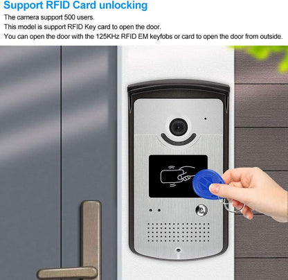 2 Monitor Home Intercom Video Deurtelefoon RFID Camera Toegangscontrole Systeem 7 ''TFT Kleurenschermen Ondersteuning EM Unlocking+10 stks ID Blauwe Keyfob (1 camera 1 monitor)