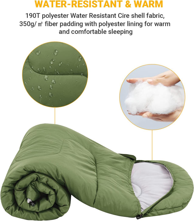 KingCamp Slaapzak, winter, outdoor, warme dekenslaapzak, draagbaar, licht, 3-4 seizoenen, camping, slaapzak voor kinderen en volwassenen op de camping, trekking, 1,9 kg