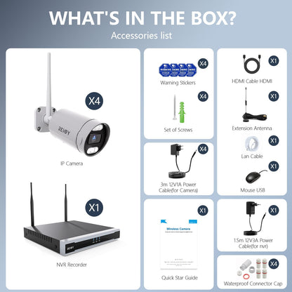 Bewakingscamera Systeem – Beveiligingscamera – CCTV Camera – Draadloos Camerasysteem – Outdoor Camera – 8MP 4K Resolutie – 2TB Harde Schijf