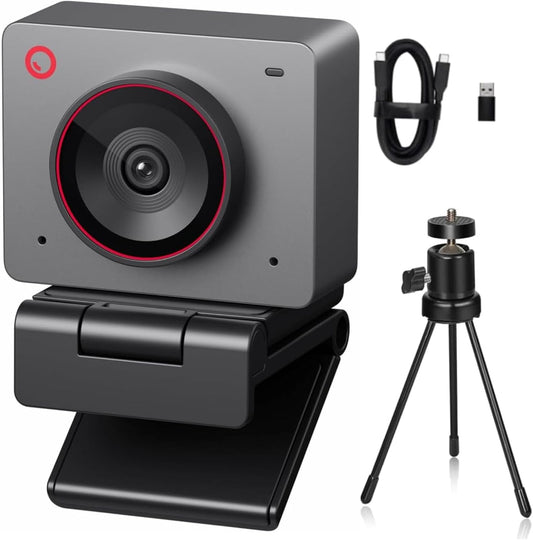 OBSBOT Maak kennis met 2 Ultra HD 4K-streamingwebcam, 1080p bij 60 FPS, videoconferentiecamera met AI automatisch bijsnijden, USB-C, dubbele ruisonderdrukkende microfoons, werkt met MS_Teams/Zoom