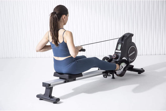 Home Rowing Machine MK270, Rowing Training at Home or Gym, 8 Resistance Levels, LCD Console, Bluetooth Connection to Mobile Phone or Tablet. - QUORE