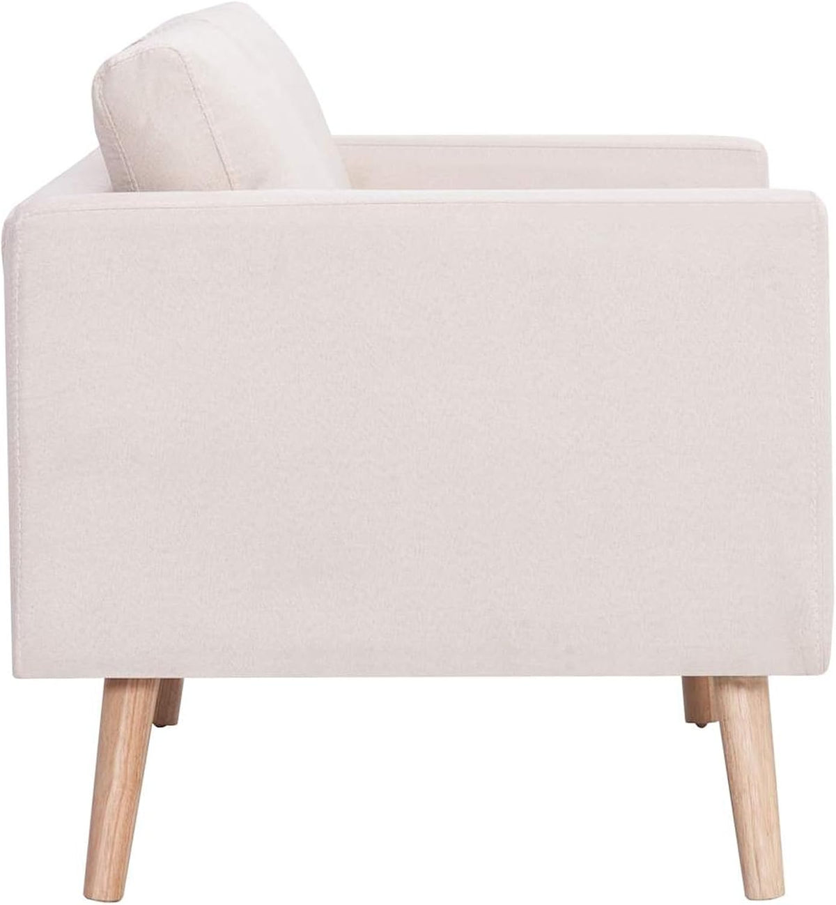 Gecheer 2 Seater Sofa with Seat Cushion, Upholstered Sofa for Living Room, Office, Bed, Lounge, Sofa Bed, Wooden Frame and Fabric, 116 x 70 x 73 cm, Cream White - QUORE