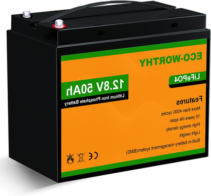 LiFePO4 Batterij – Lithium Accu – Camper Accu – Boot Accu – Zonnepaneel Accu – Lichtgewicht 5,75 kg – 3000 Laadcycli met BMS Bescherming