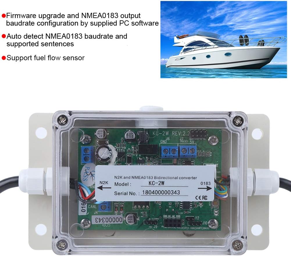 Universal Bidirectional Converter, Portable KC-2W Bidirectional Converter Bidirectional Converter NMEA 0183-2000 Converter Waterproof for Baud Rate
