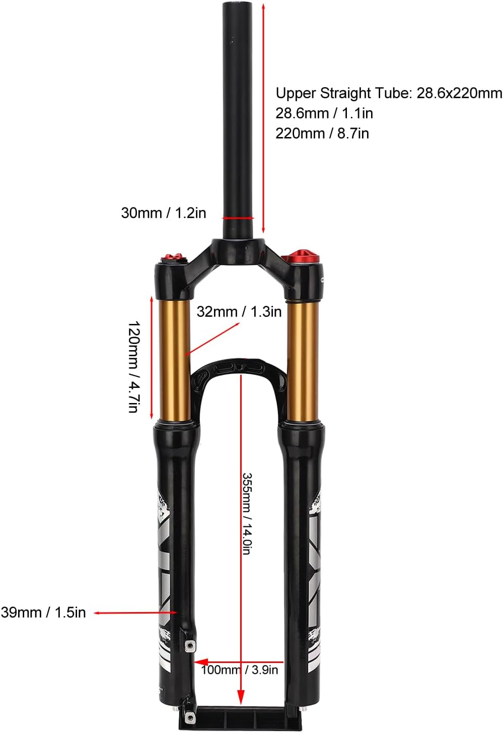 Mountain Bike Front Vork 120 Mm Slag Mg Aluminium Legering Fietsophanging Luchtvork Rechte Stuurman Handmatige Lockout 26inch Hoge sterkte: Gemaakte Mountainbike Front Vork26inch Fiets