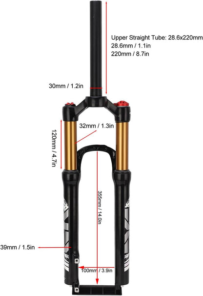 Mountain Bike Front Vork 120 Mm Slag Mg Aluminium Legering Fietsophanging Luchtvork Rechte Stuurman Handmatige Lockout 26inch Hoge sterkte: Gemaakte Mountainbike Front Vork26inch Fiets