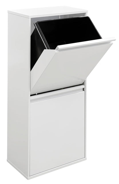 ARREGUI Basic CR401-B2 Recyclingcontainer | Afvalcontainer in Staal | 2 Compartimenten 2x23L (46 L) | Binnenemmers met Hoge Capaciteit | Multifunctionele Recyclebak | Afvalbak voor Keuken of Huis| Wit