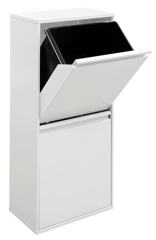 ARREGUI Basic CR401-B2 Recyclingcontainer | Afvalcontainer in Staal | 2 Compartimenten 2x23L (46 L) | Binnenemmers met Hoge Capaciteit | Multifunctionele Recyclebak | Afvalbak voor Keuken of Huis| Wit