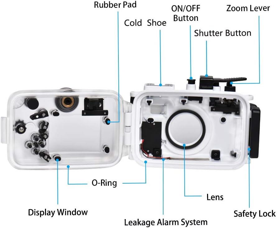 Sea frogs voor Olympus TG-6 195FT/60M Onderwater Camera Waterdichte Duikbehuizing Zwart (Behuizing + Rode Filter)