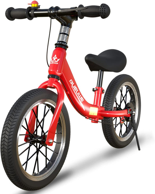 16 Inch Loopfiets Voor Kinderen Van 5-8 Jaar, Loopfiets Met Remmen, Verstelbaar Zadel, Lichtgewicht Koolstofstalen Frame Met Beugel, Stabiel En Duurzaam,Rood