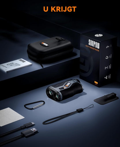 SUNPOW Golf Afstandsmeter met Helling, 1200 Yards, 7X Hoge Precisie Afstandsmeter Loep voor Golf & Jacht, Vlaggenstok Vergrendeling Trilling, Oplaadbare Afstandsmeter met Magnetische Strip