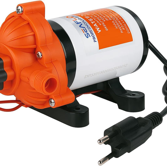 Zelfaanzuigende Drukpomp – Waterpomp, Membraanpomp, Drukpomp, Camperpomp – 220V 11,3 L/min 3,1 bar – Automatische Start/Stop & Zelfaanzuigend tot 1,8 m