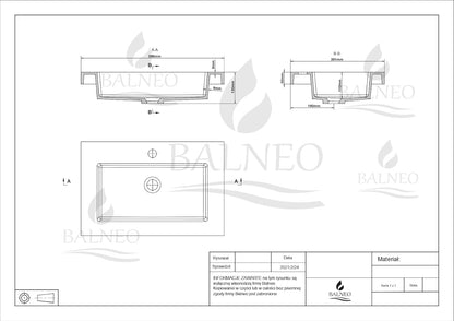 RICA Washbasin Surface Mounted Sink Square 60x40cm with Tap Hole, Durable, Modern, Chemical Resistant, Warm Touch, White Made of Conglomerate - QUORE