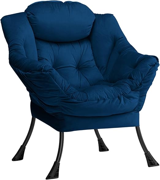 HollyHOME Relax Armchair Living Room Chair Bedroom Chair Lounge Chair with Armrests Reading Chair Accent Chair with Steel Frame, Dark Blue - QUORE