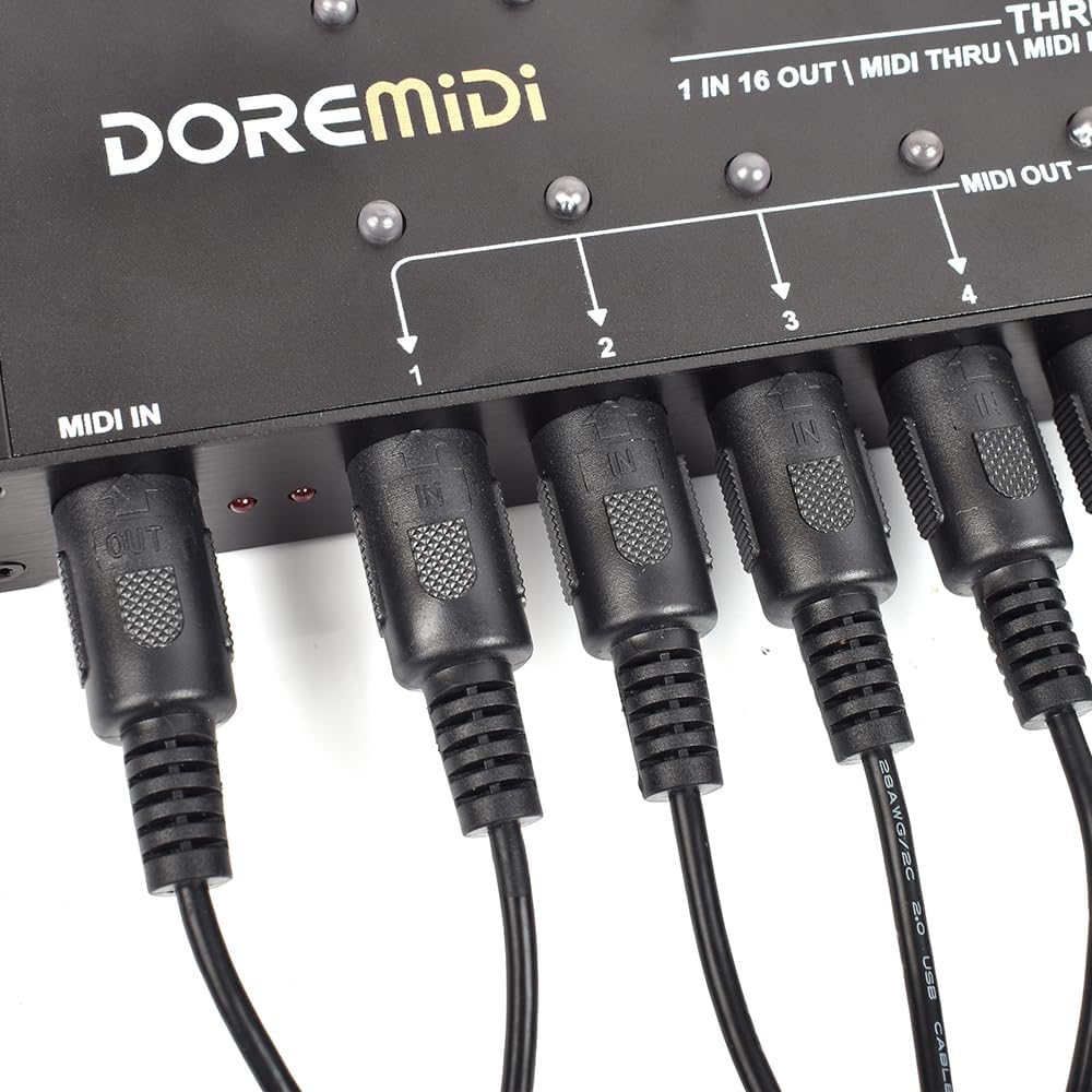 MIDI-Thru Box – MIDI Splitter – MIDI Verdeler – MIDI Router – MIDI Patchbay – 16 Uitgangen – 1 MIDI-Ingang Naar 16 MIDI-Uitgangen – Per Uitgang Instelbare Filtering