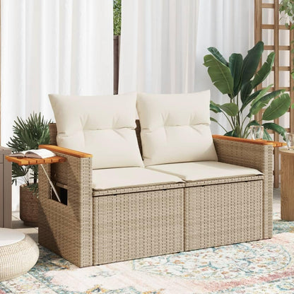 vidaXL Garden Bench 2-Seater with Cushions Poly Rattan Beige, Lounge Sofa, Lounge Sofa, Garden Furniture, Garden Sofa, Garden Furniture, Garden Furniture, Garden Furniture