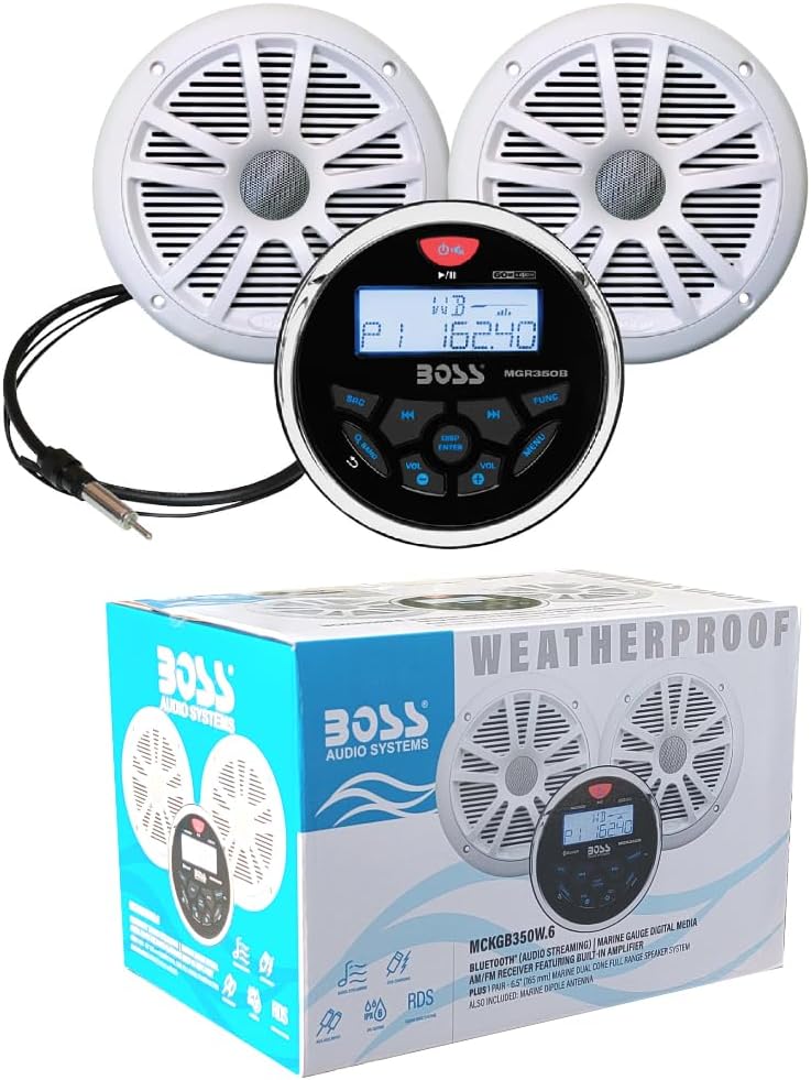 Maritieme Audio-Set – Marine Kit – Boot Stereo – Maritieme Radio – Speakerset – IPX6 Waterbestendig – Bluetooth, AM/FM En NOAA-weerband