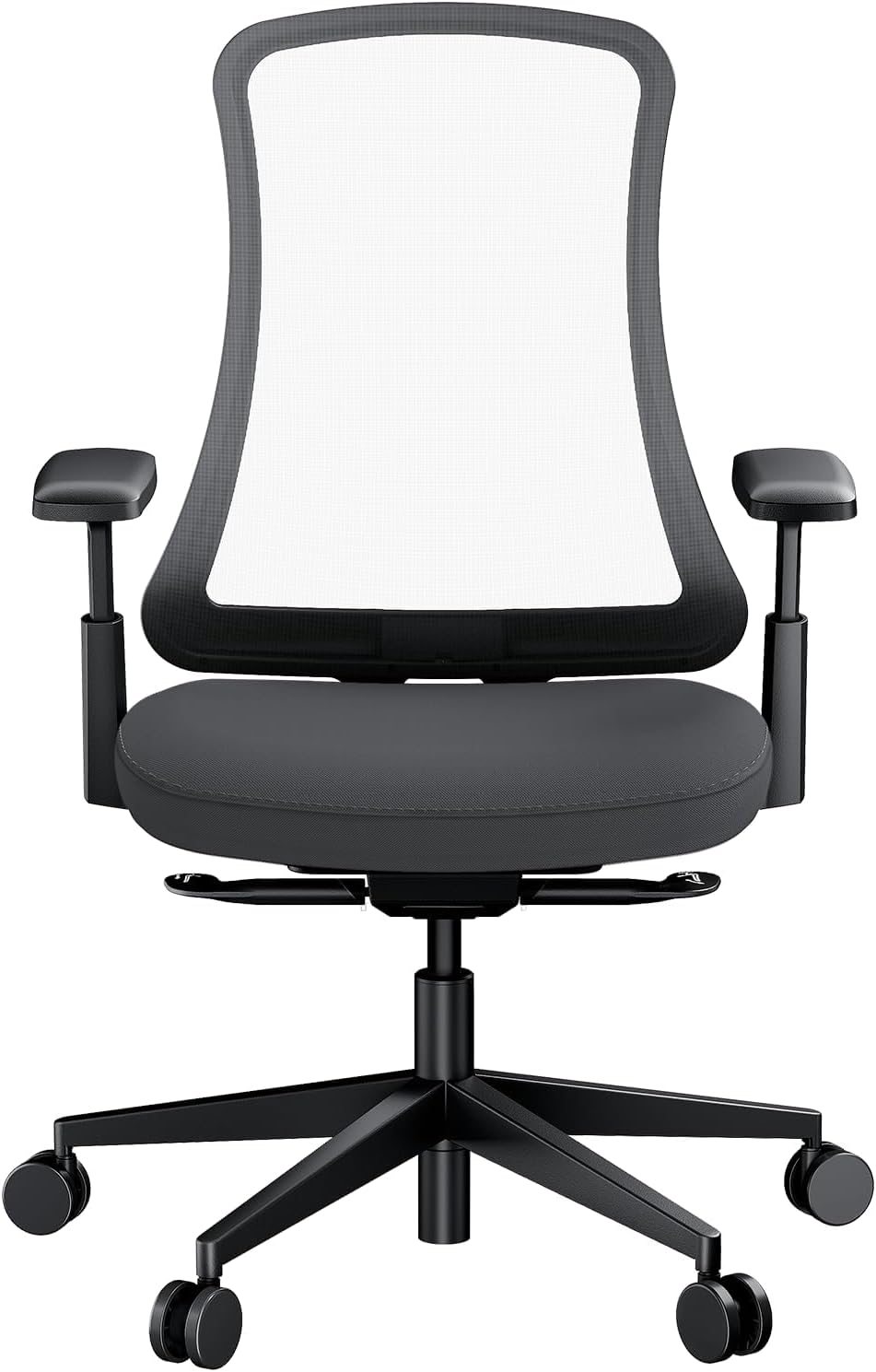 ProtoArc Flexibele ergonomische stoel met hoge rug van ademend nylon net, ademende draaistoel, aanpasbare helling aan het gewicht, ademend zadel, in hoogte verstelbare armleuningen, zwart