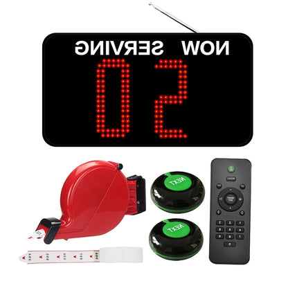Wachtrijverwijderaar – Nummeroproepsysteem – Ticketdispenser – Oproepset – Turno Display – Led-Display 29x15,5 cm – Afstandsbediening met Oproepknop - QUORE