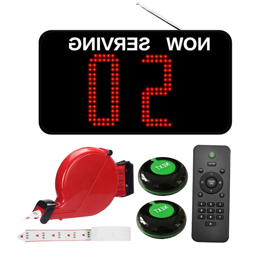 Wachtrijverwijderaar – Nummeroproepsysteem – Ticketdispenser – Oproepset – Turno Display – Led-Display 29x15,5 cm – Afstandsbediening met Oproepknop - QUORE