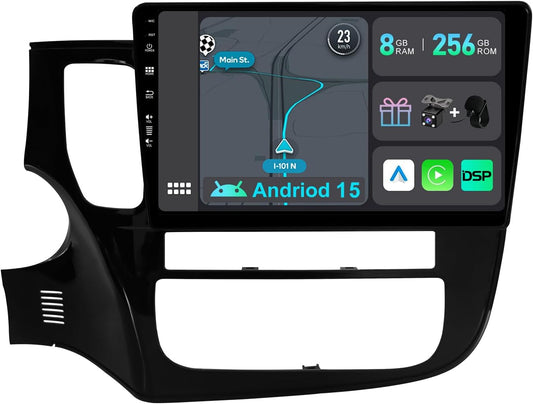 [8GB+256GB] Android 15 2 Din Autoradio for Mitsubishi Outlander (2012-2018)-[Ingebouwd CarPlay/Android auto/DSP/GPS]-IPS 2.5D 10.1 Inch-Camera +MIC-DAB/Stuurbediening/Bluetooth 5.0/Mirror Link