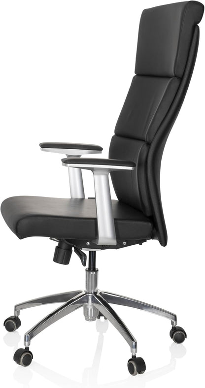 hjh OFFICE 600400 directiestoel MONZA 20 leder zwart bureaustoel bureaustoel bekleed hoge rugleuning