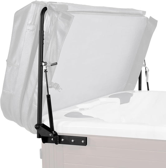 Hottub Cover Lifter – Hottub Afdeklift – Spa Cover Lifter – Afdeklift – Hot Tub Lift Apparaat – Verstelbare Breedte – Aluminium Met Zwarte Poedercoating – Zelfvergrendeling Met 3 Handdoekhaken