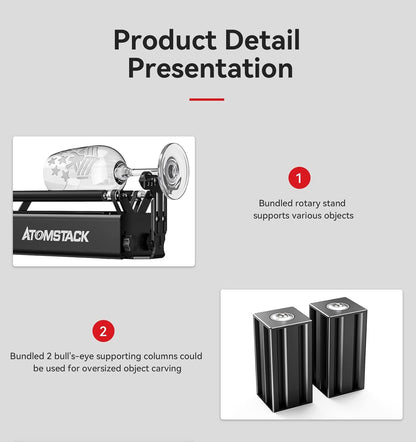 Laserrotatieroller – Rotatiemodule Voor Lasergraveermachine – Graveerroller – Y-As Rotatiewals – Roterende Roller Voor Cilindrische Objecten – 360° Gravure – 8 Instelbare Diameters Van 4 Tot 100 Mm