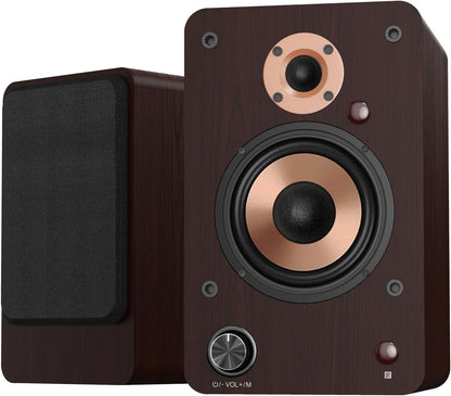 LONPOO Actieve plankluidspreker, 100 W RMS luidsprekermonitor, studio, aluminium woofer, 4 inch, RCA-connectiviteit, optisch, coaxiaal, Bluetooth 5.3, USB, AUX-in voor tv, pc en platenspeler (LP42M)