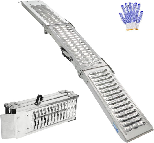 Liekkum Opvouwbare oprijplaat, 440 kg draagkracht, motorfiets, oprijplaat, 194 cm, staal, inklapbare oprijplaat voor aanhangers, grasmaaiers, auto-laadhelling, 2 stuks