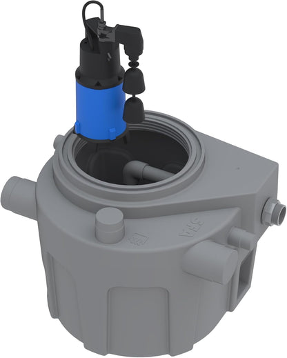 Hefstation voor grijswater en regenwater – Opvoerstation – Pompstation – Afvoerstation – Ingraafbare pompinstallatie – 4 ingangen – Automatische vlotter