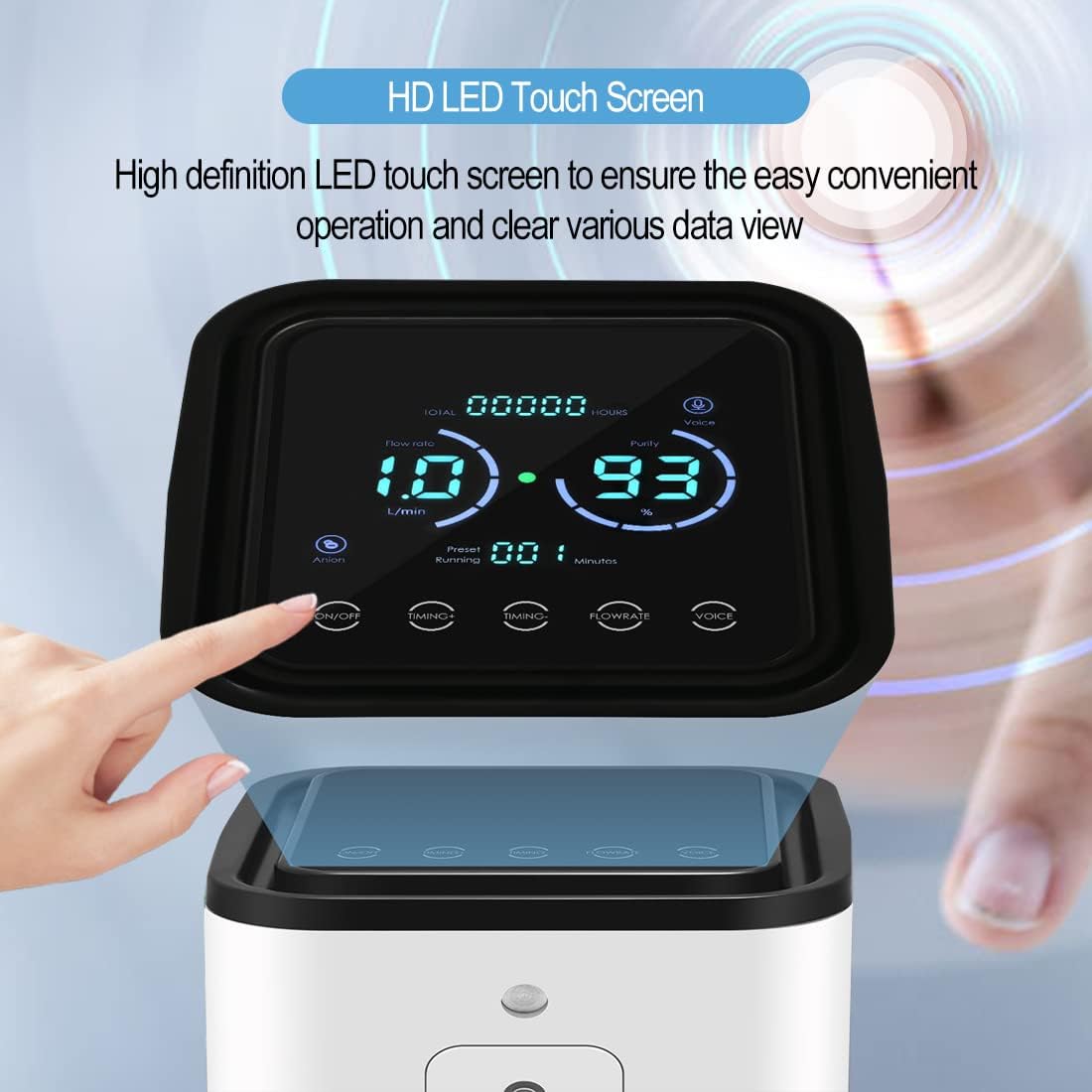Zuurstofconcentrator 1-7L/min Instelbare Zuurstofconcentrator 93%~30% Hoge Zuiverheid Zuurstof Hoogwaardige Zuurstofmachine voor Thuisgebruik voor zuurstoftherapie 220V EU-stekker