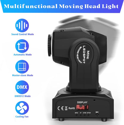 UKing 50W LED Moving Head,Disco podiumlicht met 8 patronen 8 kleuren Gobo spot, 10/12 kanalen, LED-lichteffecten voor bar club show